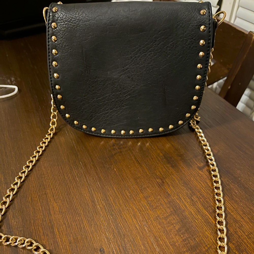 Small Black Gold Studded Crossbody